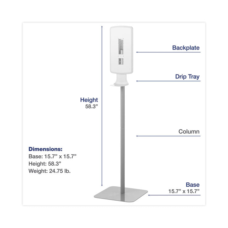 Dial® FIT Touch Free Dispenser Floor Stand, 15.7 x 15.7 x 58.3, White (DIA09495EA) Each