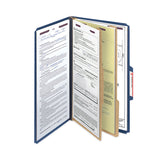 Smead™ Six-Section Pressboard Top Tab Classification Folders, Six SafeSHIELD Fasteners, 2 Dividers, Legal Size, Dark Blue, 10/Box (SMD19035)