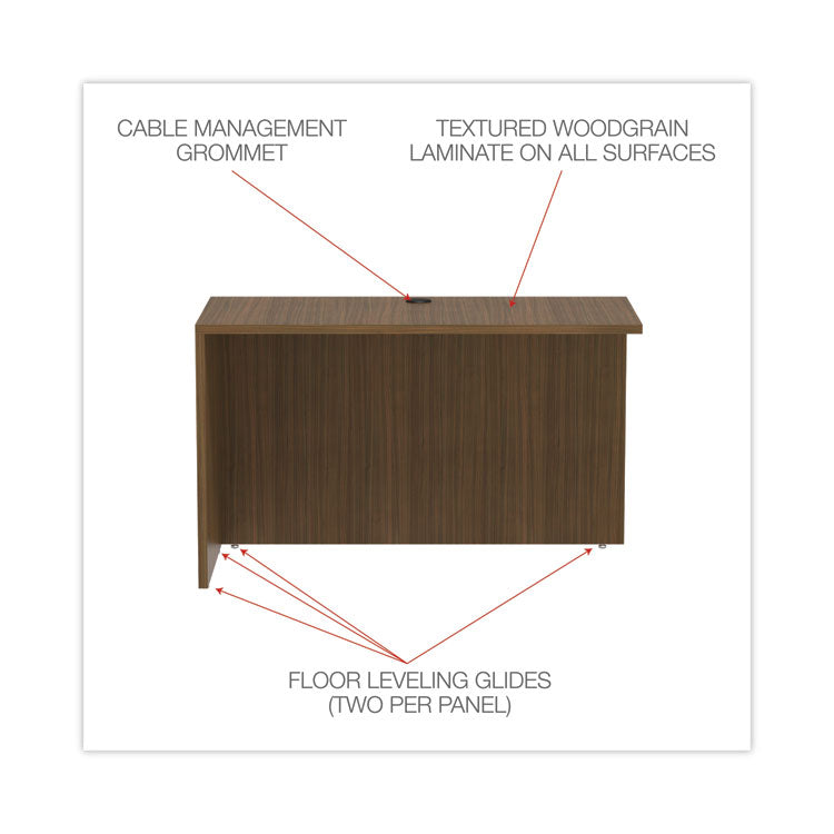 Alera® Alera Valencia Series Reversible Return/Bridge Shell, 47.25w x 23.63d x 29.5h, Modern Walnut (ALEVA354824WA)