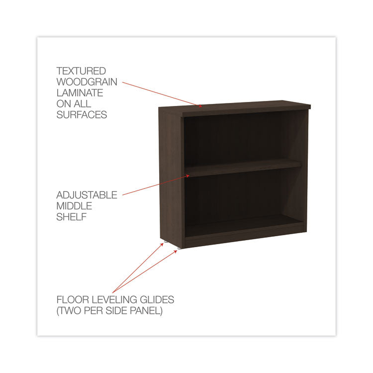Alera® Alera Valencia Series Bookcase, Two-Shelf, 31.75w x 14d x 29.5h, Espresso (ALEVA633032ES)
