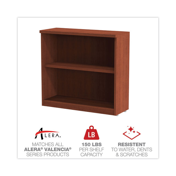 Alera® Alera Valencia Series Bookcase, Two-Shelf, 31.75w x 14d x 29.5h, Med Cherry (ALEVA633032MC)