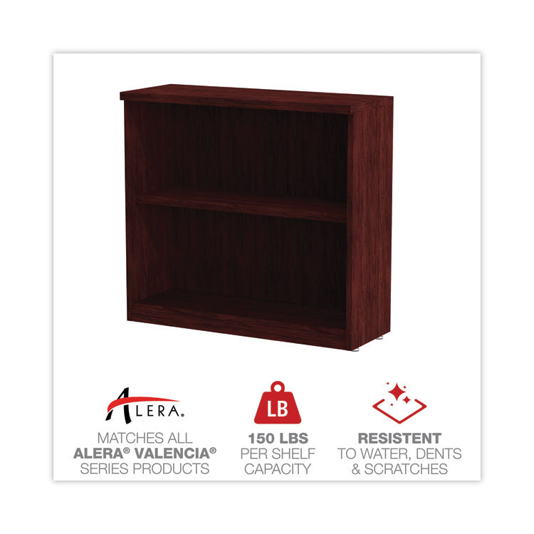 Alera® Alera Valencia Series Bookcase, Two-Shelf, 31.75w x 14d x 29.5h, Mahogany (ALEVA633032MY)