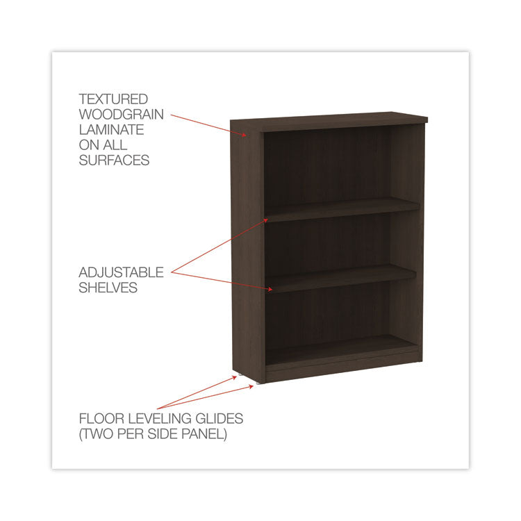 Alera® Alera Valencia Series Bookcase, Three-Shelf, 31.75w x 14d x 39.38h, Espresso (ALEVA634432ES)