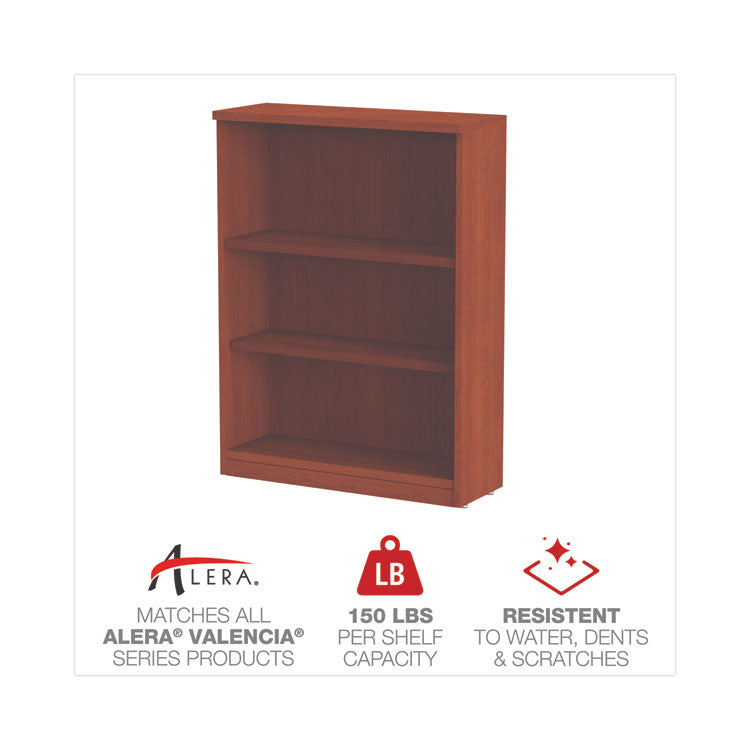 Alera® Alera Valencia Series Bookcase, Three-Shelf, 31.75w x 14d x 39.38h, Med Cherry (ALEVA634432MC)