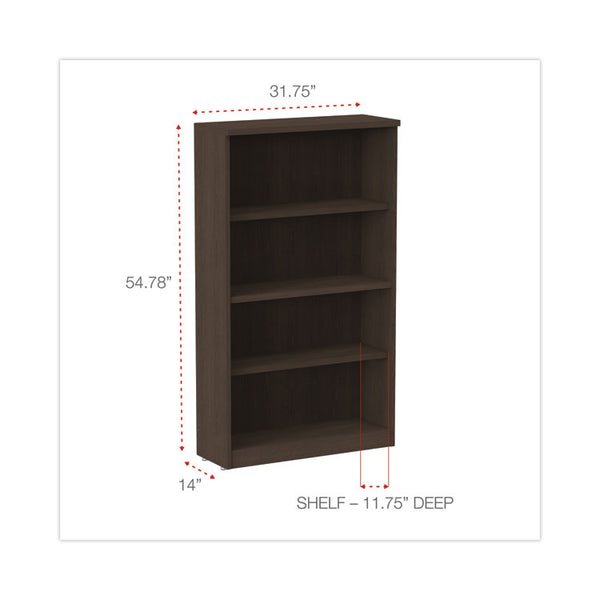 Alera® Alera Valencia Series Bookcase, Four-Shelf, 31.75w x 14d x 54.88h, Espresso (ALEVA635632ES)