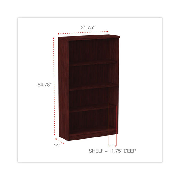 Alera® Alera Valencia Series Bookcase, Four-Shelf, 31.75w x 14d x 54.88h, Mahogany (ALEVA635632MY)