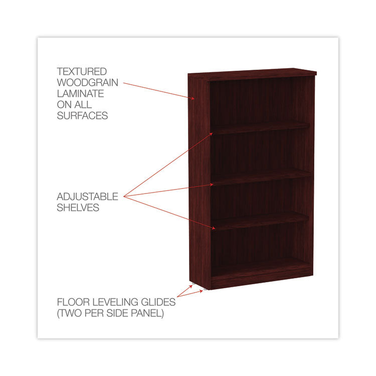 Alera® Alera Valencia Series Bookcase, Four-Shelf, 31.75w x 14d x 54.88h, Mahogany (ALEVA635632MY)