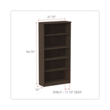 Alera® Alera Valencia Series Bookcase, Five-Shelf, 31.75w x 14d x 64.75h, Espresso (ALEVA636632ES)