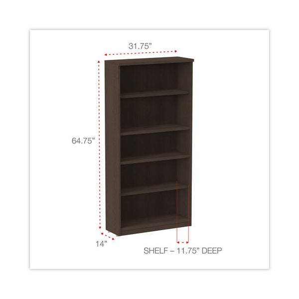 Alera® Alera Valencia Series Bookcase, Five-Shelf, 31.75w x 14d x 64.75h, Espresso (ALEVA636632ES)