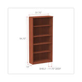 Alera® Alera Valencia Series Bookcase, Five-Shelf, 31.75w x 14d x 64.75h, Medium Cherry (ALEVA636632MC)