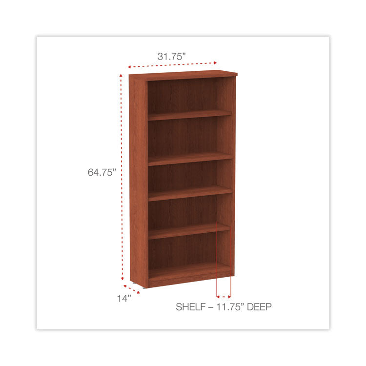 Alera® Alera Valencia Series Bookcase, Five-Shelf, 31.75w x 14d x 64.75h, Medium Cherry (ALEVA636632MC)