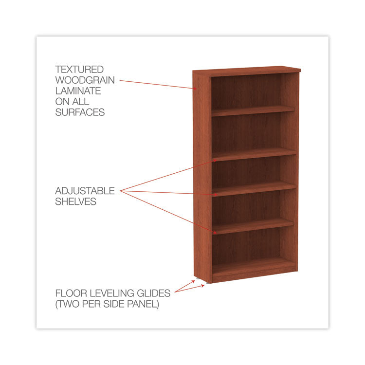 Alera® Alera Valencia Series Bookcase, Five-Shelf, 31.75w x 14d x 64.75h, Medium Cherry (ALEVA636632MC)