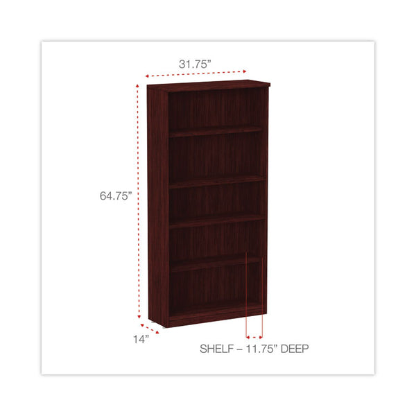 Alera® Alera Valencia Series Bookcase, Five-Shelf, 31.75w x 14d x 64.75h, Mahogany (ALEVA636632MY)