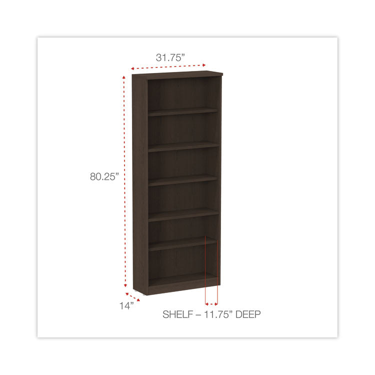 Alera® Alera Valencia Series Bookcase, Six-Shelf, 31.75w x 14d x 80.25h, Espresso (ALEVA638232ES)