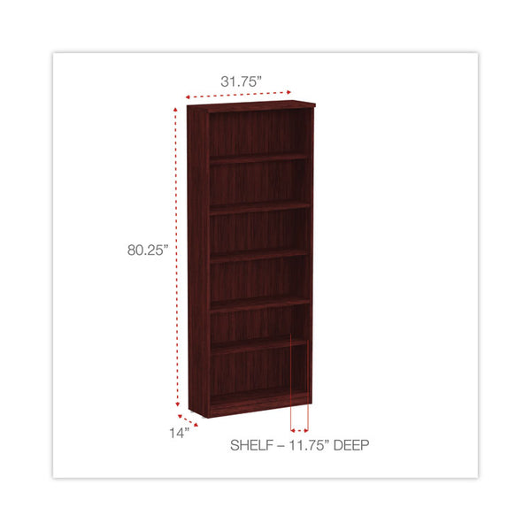 Alera® Alera Valencia Series Bookcase, Six-Shelf, 31.75w x 14d x 80.25h, Mahogany (ALEVA638232MY)