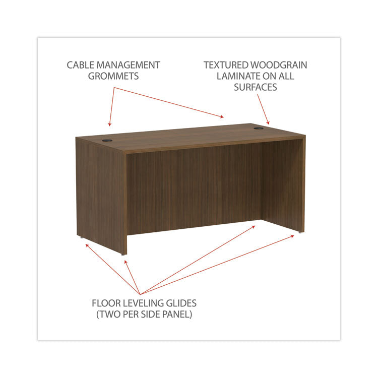 Alera® Alera Valencia Series Straight Front Desk Shell, 59.13" x 29.5" x 29.63", Modern Walnut (ALEVA216030WA)