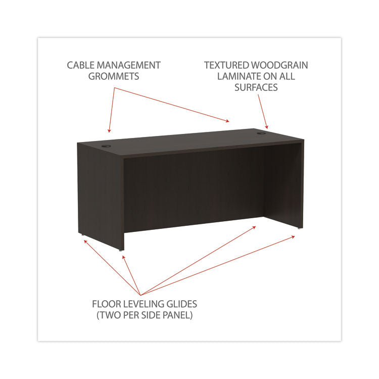 Alera® Alera Valencia Series Straight Front Desk Shell, 65" x 29.5" x 29.63", Espresso (ALEVA216630ES) Each