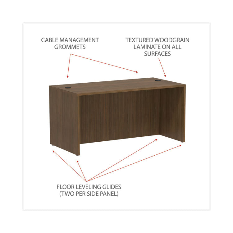 Alera® Alera Valencia Series Straight Front Desk Shell, 65" x 29.5" x 29.63", Modern Walnut (ALEVA216630WA)