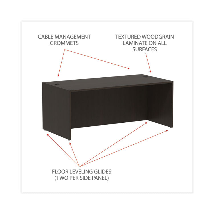 Alera® Alera Valencia Series Straight Front Desk Shell, 71" x 35.5" x 29.63", Espresso (ALEVA217236ES) Each