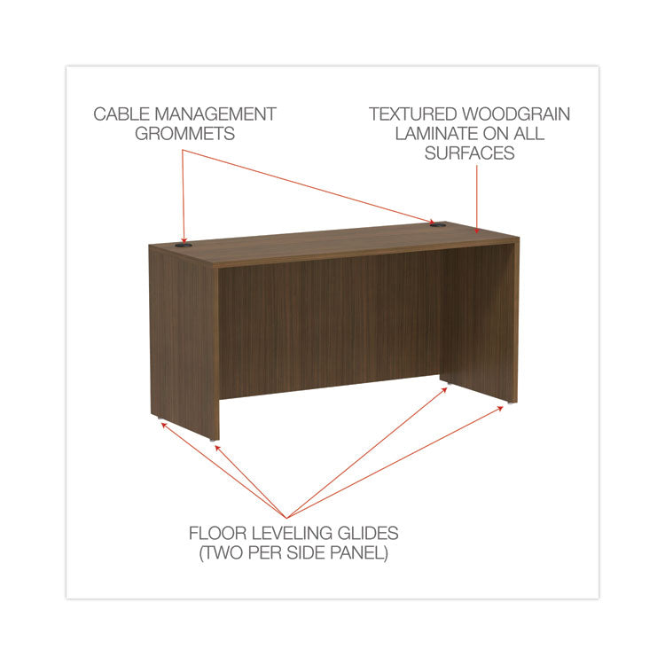 Alera® Alera Valencia Series Credenza Shell, 59.13w x 23.63d x 29.5h, Modern Walnut (ALEVA256024WA)