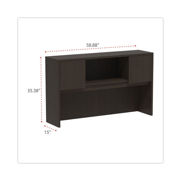 Alera® Alera Valencia Series Hutch with Doors, 4 Compartments, 58.88w x 15d x 35.38h, Espresso (ALEVA286015ES)