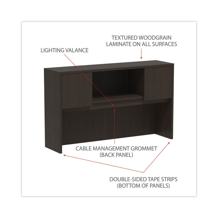 Alera® Alera Valencia Series Hutch with Doors, 4 Compartments, 58.88w x 15d x 35.38h, Espresso (ALEVA286015ES) Each