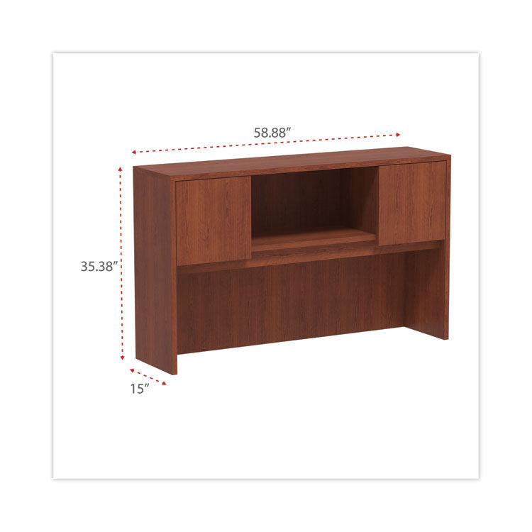 Alera® Alera Valencia Series Hutch with Doors, 4 Compartments, 58.88w x 15d x 35.38h, Medium Cherry (ALEVA286015MC)