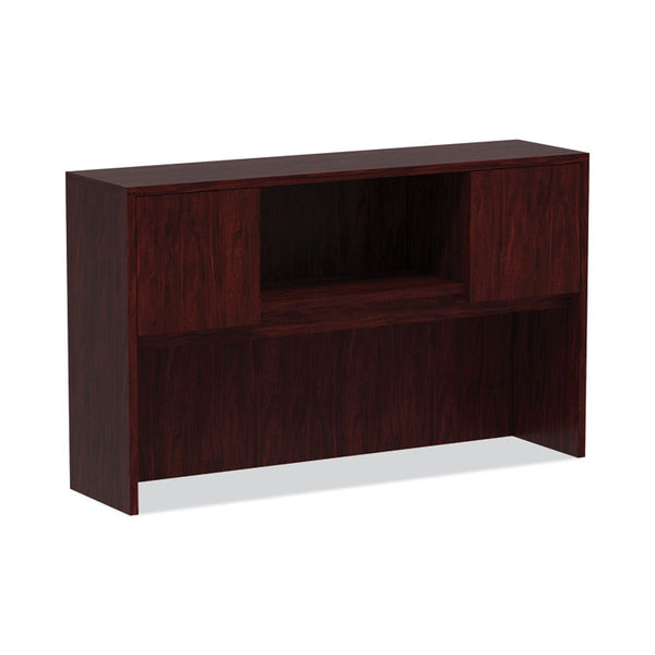 Alera® Alera Valencia Series Hutch with Doors, 4 Compartments, 58.88w x 15d x 35.38h, Mahogany (ALEVA286015MY)