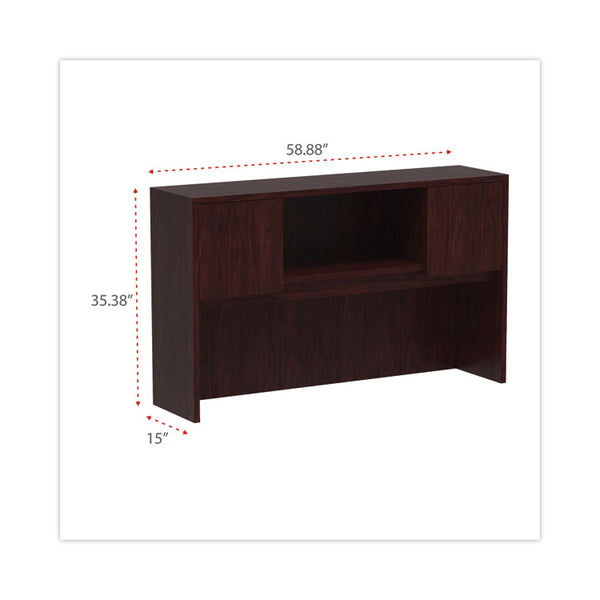 Alera® Alera Valencia Series Hutch with Doors, 4 Compartments, 58.88w x 15d x 35.38h, Mahogany (ALEVA286015MY)