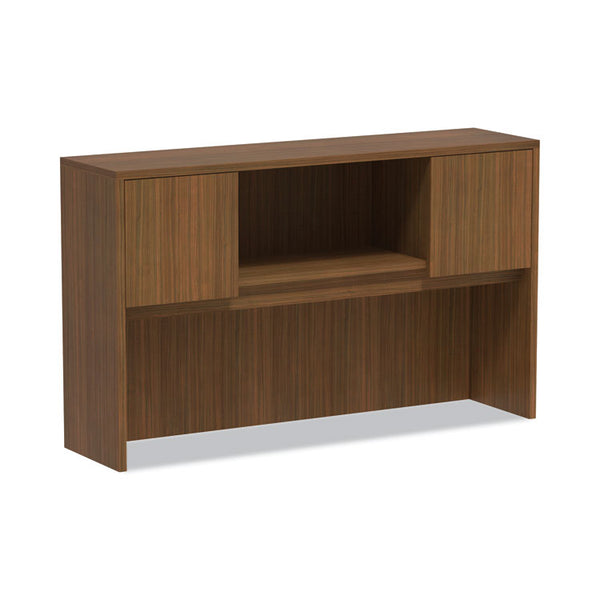 Alera® Alera Valencia Series Hutch with Doors, 4 Compartments, 58.88w x 15d x 35.38h, Modern Walnut (ALEVA286015WA)