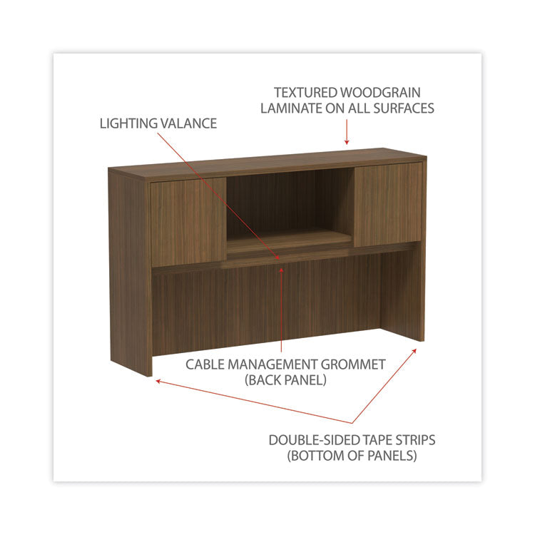 Alera® Alera Valencia Series Hutch with Doors, 4 Compartments, 58.88w x 15d x 35.38h, Modern Walnut (ALEVA286015WA)