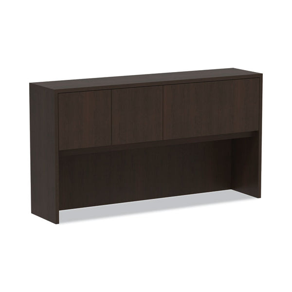 Alera® Alera Valencia Series Hutch with Doors, 4 Compartments, 64.75w x 15d x 35.38h, Espresso (ALEVA286615ES)