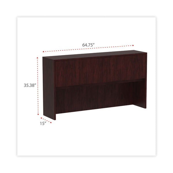 Alera® Alera Valencia Series Hutch with Doors, 4 Compartments, 64.75w x 15d x 35.38h, Mahogany (ALEVA286615MY)