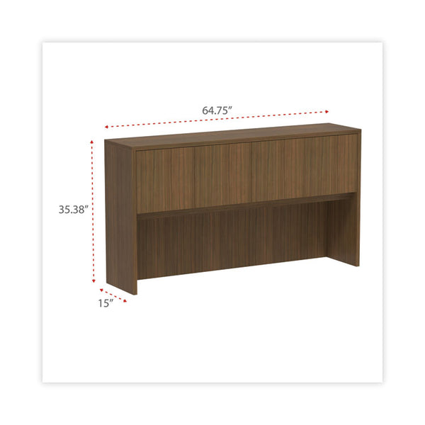 Alera® Alera Valencia Series Hutch with Doors, 4 Compartments, 64.75w x 15d x 35.38h, Modern Walnut (ALEVA286615WA)