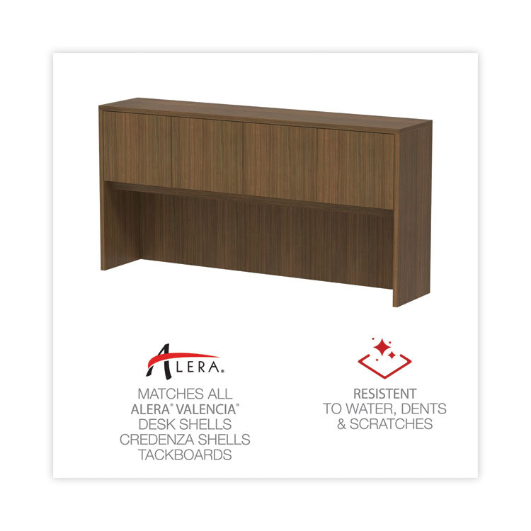 Alera® Alera Valencia Series Hutch with Doors, 4 Compartments, 64.75w x 15d x 35.38h, Modern Walnut (ALEVA286615WA)