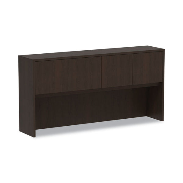 Alera® Alera Valencia Series Hutch with Doors, 4 Compartments, 70.63w x 15d x 35.38h, Espresso (ALEVA287215ES)