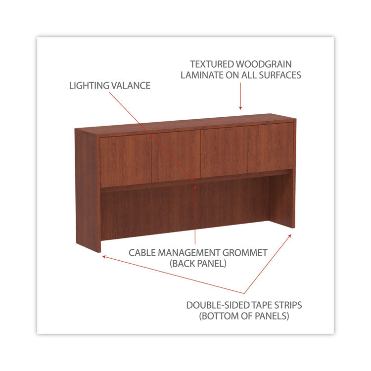 Alera® Alera Valencia Series Hutch with Doors, 4 Compartments, 70.63w x 15d x 35.38h, Medium Cherry (ALEVA287215MC) Each