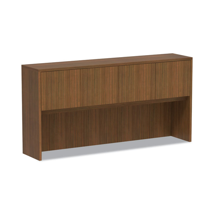 Alera® Alera Valencia Series Hutch with Doors, 4 Compartments, 70.63w x 15d x 35.38h, Modern Walnut (ALEVA287215WA)