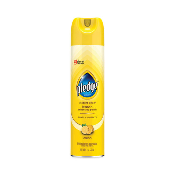 Pledge® Furniture Polish, Lemon, 9.7 oz Aerosol Spray, 6/Carton (SJN336298)