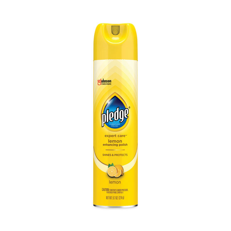 Pledge® Furniture Polish, Lemon, 9.7 oz Aerosol Spray, 6/Carton (SJN336298)