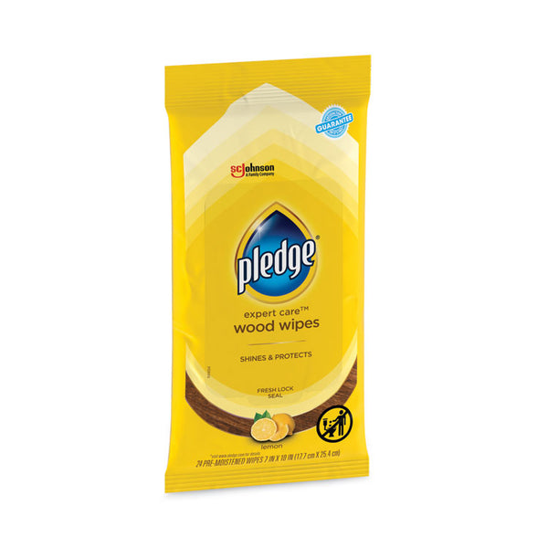 Pledge® Lemon Scent Wet Wipes, Cloth, 7 x 10, White, 24/Pack, 12 Packs/Carton (SJN336297)