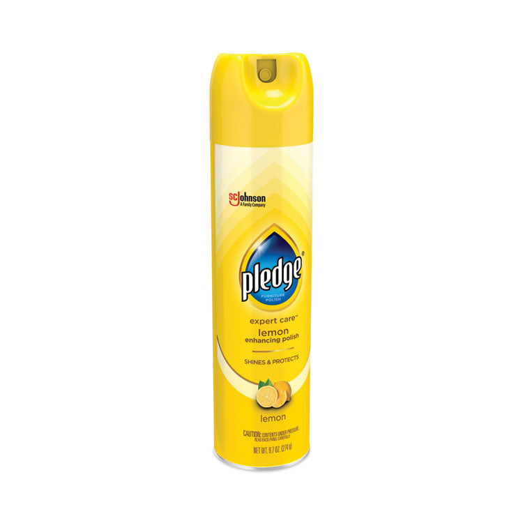 Pledge® Furniture Polish, Lemon, 9.7 oz Aerosol Spray, 6/Carton (SJN336298)