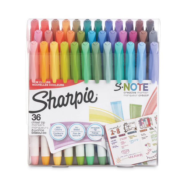 Sharpie® S-Note Creative Markers, Assorted Ink Colors, Bullet/Chisel Tip, Assorted Barrel Colors, 36/Pack (SAN2148154) Pack of 36