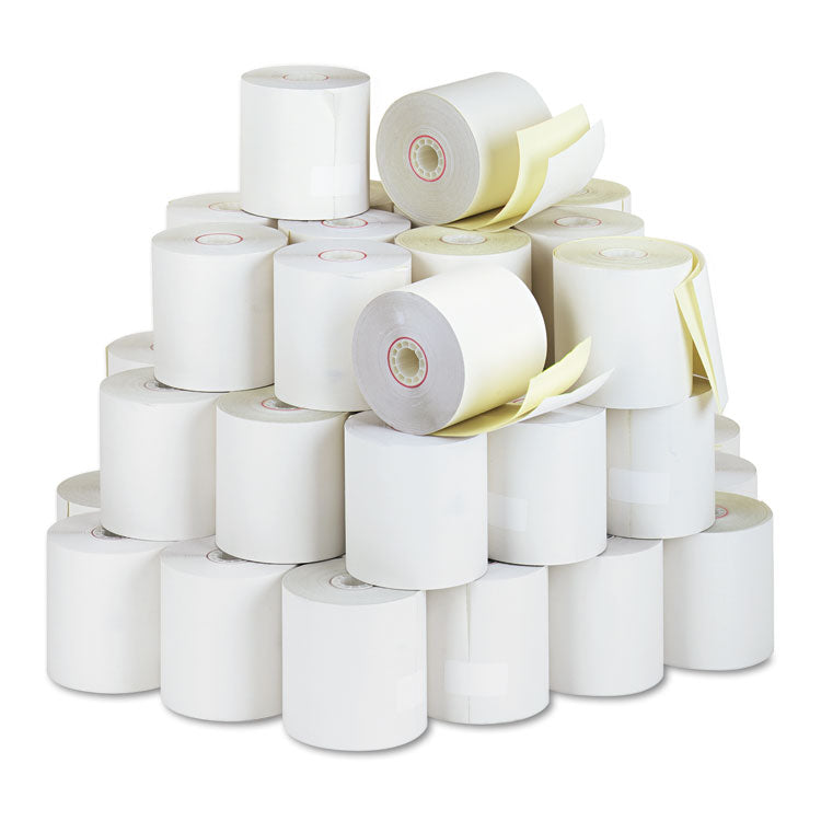 Iconex™ Impact Printing Carbonless Paper Rolls, 3" x 90 ft, White/Canary, 50/Carton (ICX90770047) Case of 50