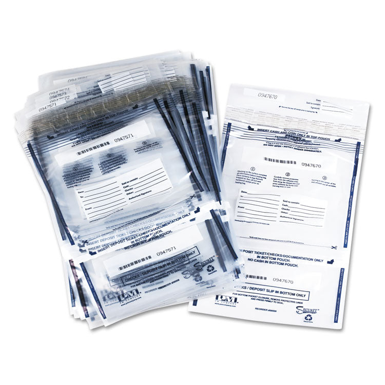 Iconex™ Clear Dual Deposit Bags, Tamper Evident, Plastic, 11 x 15, Clear, 100/Pack (ICX94190071) Pack of 100