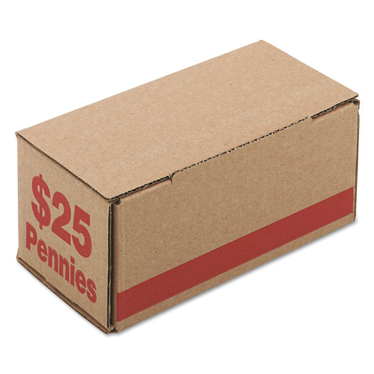 Iconex™ Corrugated Cardboard Coin Storage with Denomination Printed On Side, 8.5 x 4.38 x 3.63, Red (ICX94190086) Case of 50