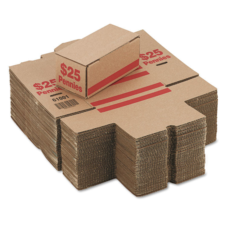 Iconex™ Corrugated Cardboard Coin Storage with Denomination Printed On Side, 8.5 x 4.38 x 3.63, Red (ICX94190086) Case of 50