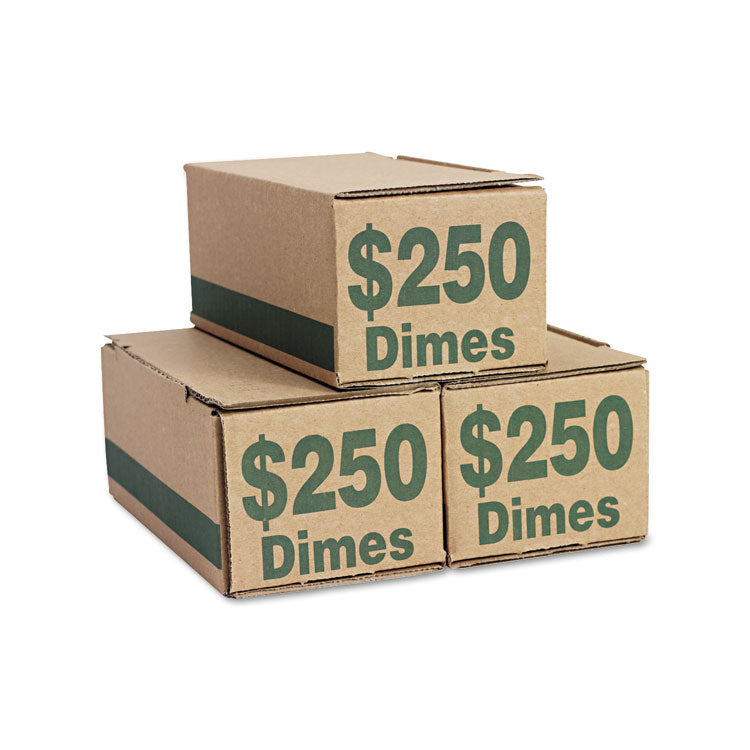 Iconex™ Corrugated Cardboard Coin Storage with Denomination Printed On Side, 8.06 x 3.31 x 3.19,  Green (ICX94190088) Case of 50