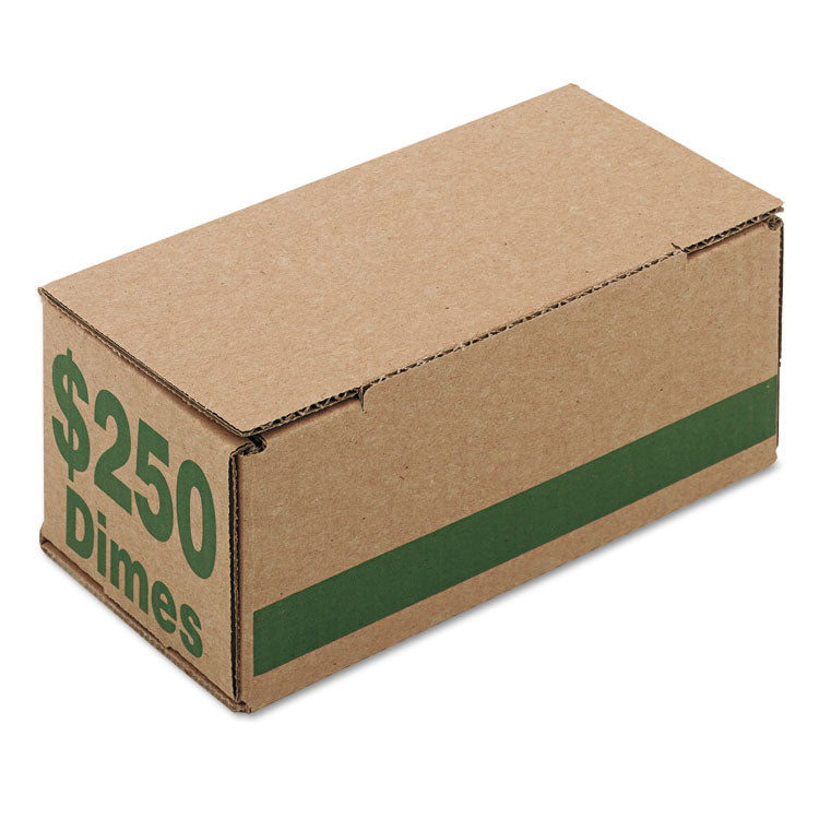 Iconex™ Corrugated Cardboard Coin Storage with Denomination Printed On Side, 8.06 x 3.31 x 3.19,  Green (ICX94190088) Case of 50