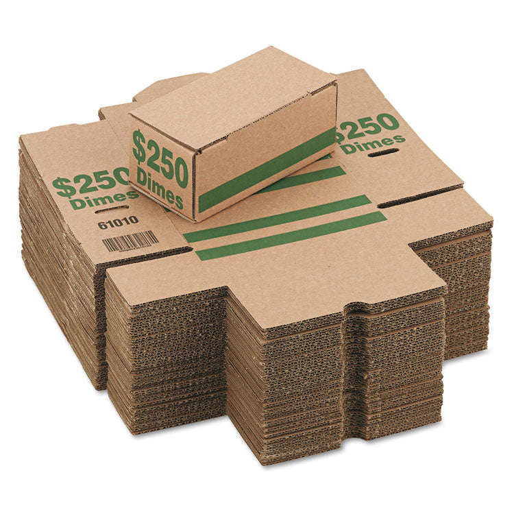 Iconex™ Corrugated Cardboard Coin Storage with Denomination Printed On Side, 8.06 x 3.31 x 3.19,  Green (ICX94190088) Case of 50